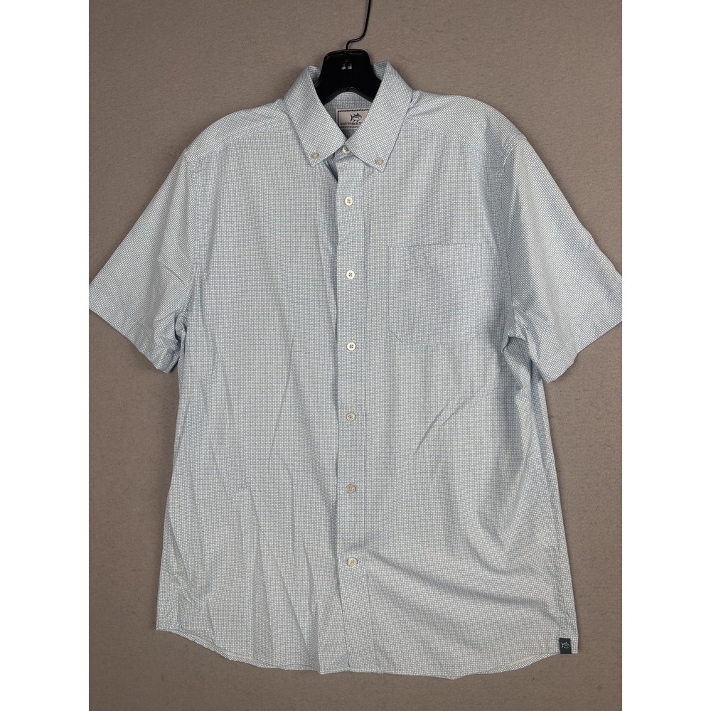 Southern Tide Shirt Mens Small Blue Intercoastal Short Sleeve Button Down